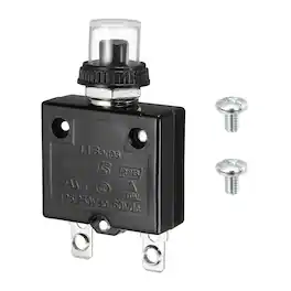 Unique Bargains - Thermal Circuit Breaker 40A 125/250V AC50V DC Push Button Manual Reset Overload Protector w Waterproof Caps Screws - Black