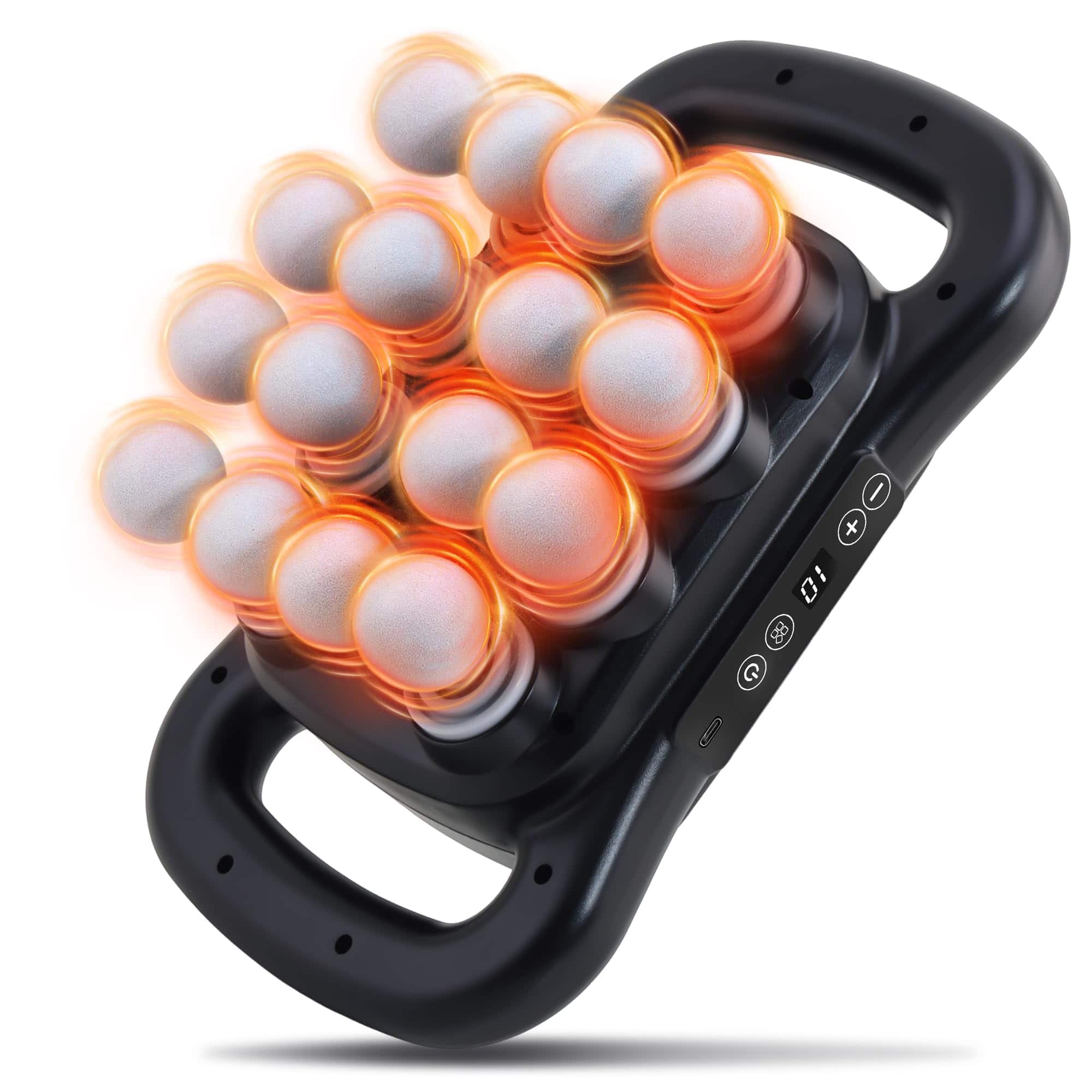 Live At Space - 16-Head Deep Tissue Massage Gun 9 Speeds 8H Battery Quiet Dark Grey - 642146679773