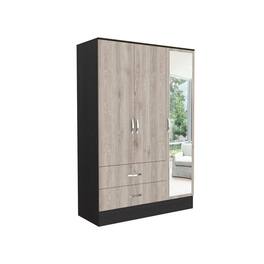 TuHome - Bolton 120 Mirrored Armoire Light Gray MDF - Black