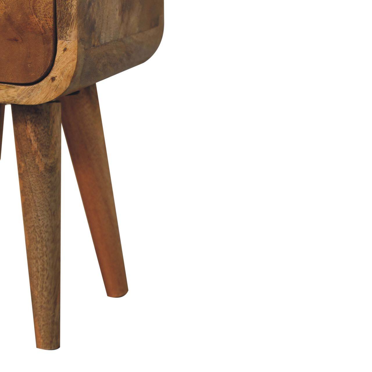 Alt View 4. Artisan Furniture - Artisan Furniture Solid Wood Extra Mini Curved Oak-ish Bedside, 2 Drawers, Nordic Legs, Light Brown - Oak.