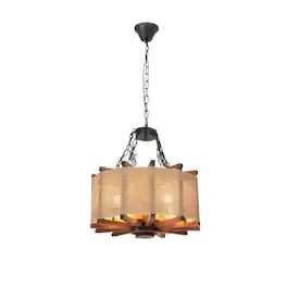Stock Preferred - Rustic Vintage Farmhouse 4-Light Pendant Chandelier Ceiling Lamp - Brown