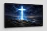 FC Design - Large Canvas 24x36" Ready-to-Hang Blue Radiant Cross Art Painting Home Wall Décor - MultiColor