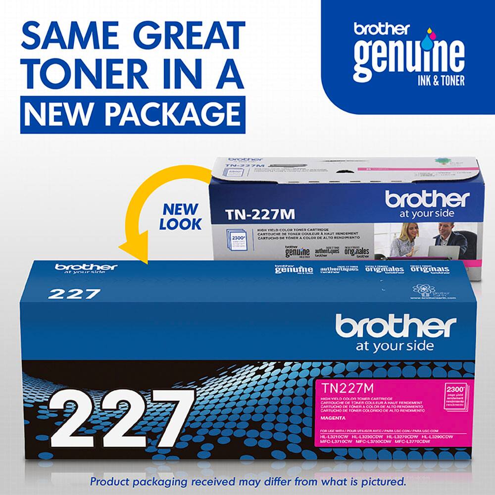 SAME GREAT TONER IN A NEW PACKAGE brother genuine INK & TONER TN-227M at your side LOOK - VILO COLOM TONEES CARTERS CARTSU i TONER COLEU A NAUT R 2300 AT D 1NE & E - ALTO SENDREENTS brother nt MT sirtan TT genuine autho