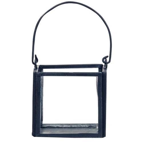 BreeBe - Metal and Glass Square Votive Lantern - Black/Clear