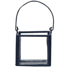 BreeBe - Metal and Glass Square Votive Lantern - Black/Clear