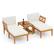 Alt View 9. Costway - 5 PCS Acacia Wood Patio Chaise Lounge Chair Set with 2-Tier Coffee Table Cushions - Off White,Natural.