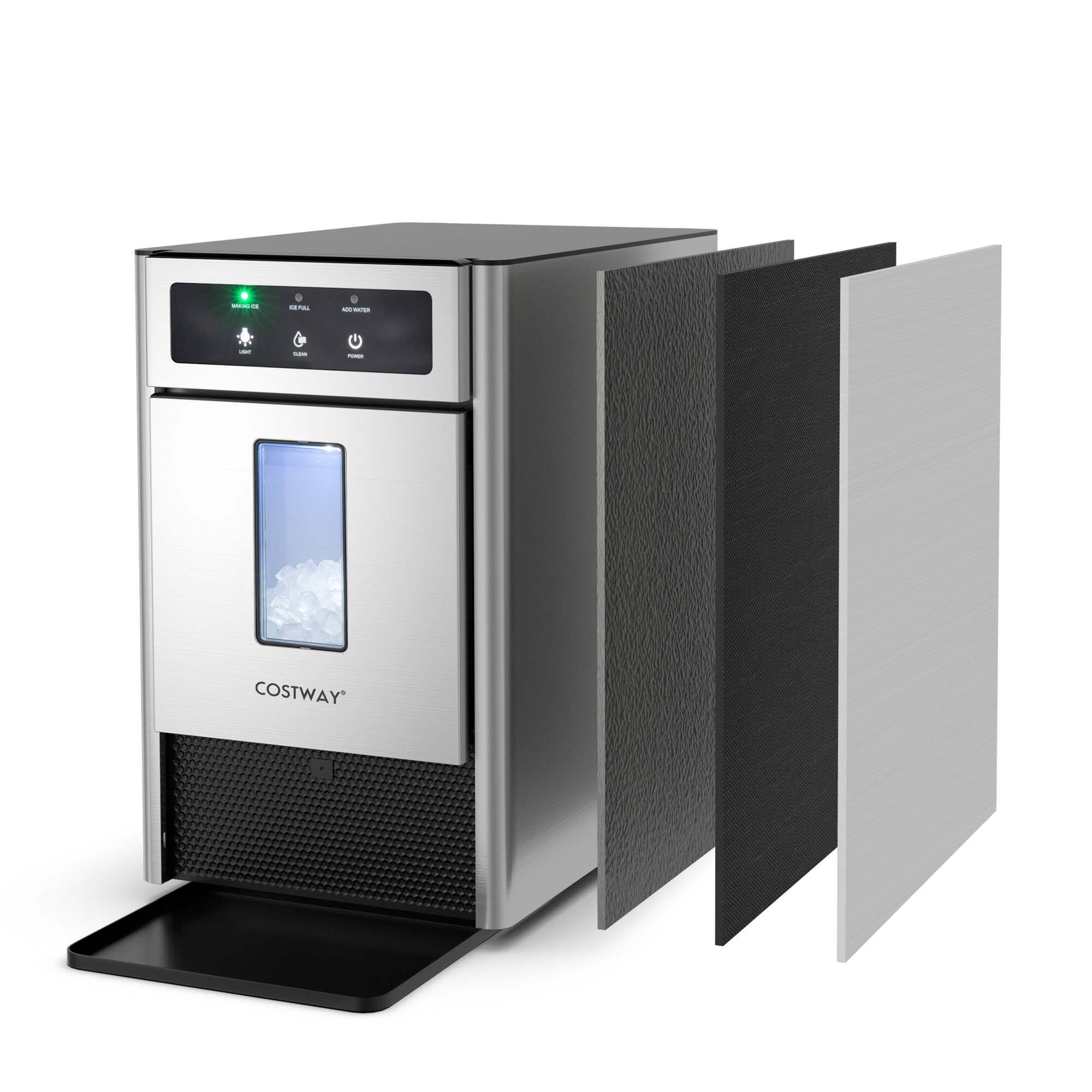 Alt View 18. Costway - Countertop Nugget Ice Maker with Self-Cleaning Function Manual & Auto Water Refill - Silver/Black.
