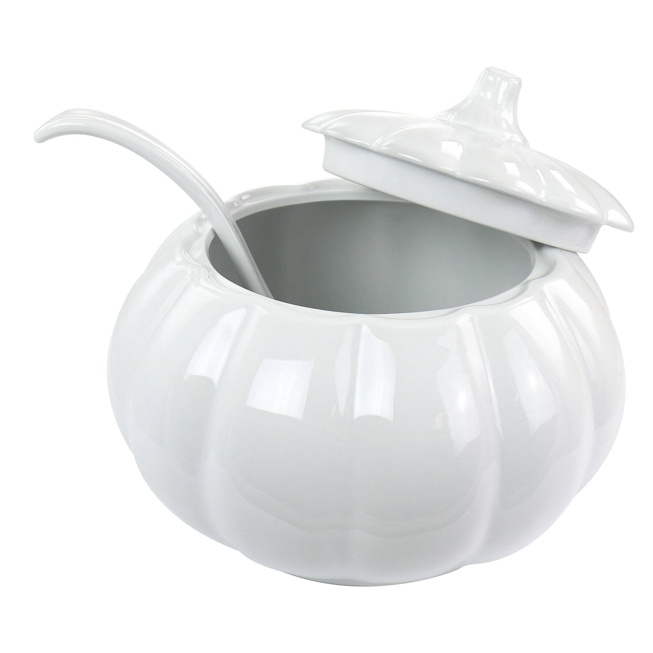 Alt View 2. Martha Stewart - Martha Stewart 8.2qt 3-Piece Fine Ceramic Tureen Set in White - White.