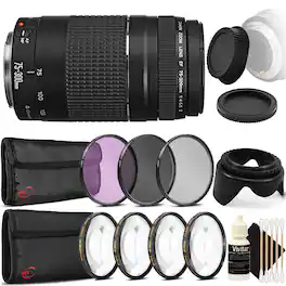 EF 75-300mm f/4-5.6 III Lens Accessory Kit for Canon T3i T2i T1i 60D - Black