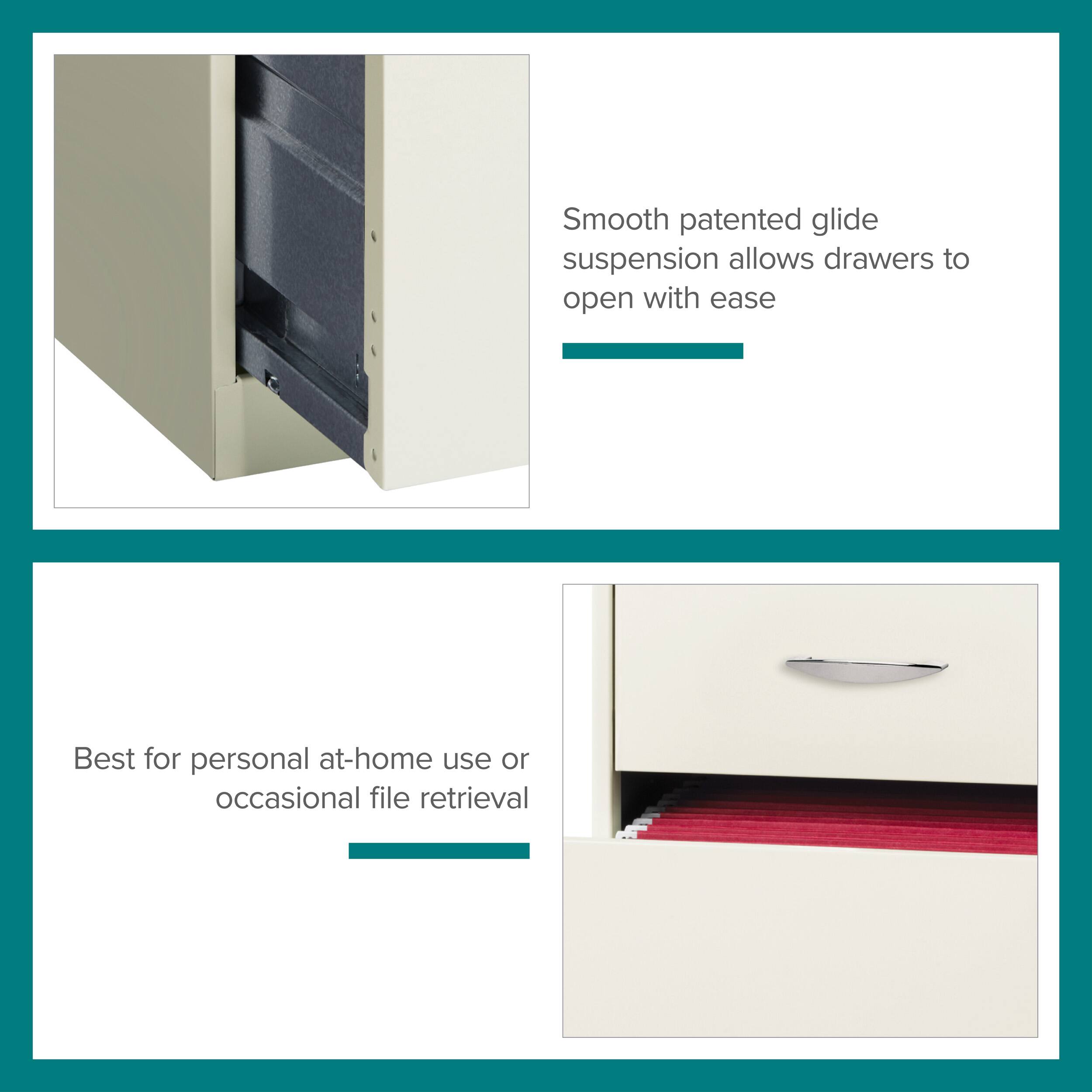 Smooth patented glide suspension allows drawers to open with ease

Best for personal at-home use or occasional file retrieval