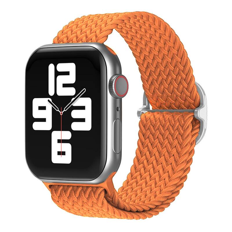 Front. StrapsCo - Braided Stretch Band Nylon Watch Strap For Apple Watch - 40mm/41mm/42mm (Medium-Long) - Orange.