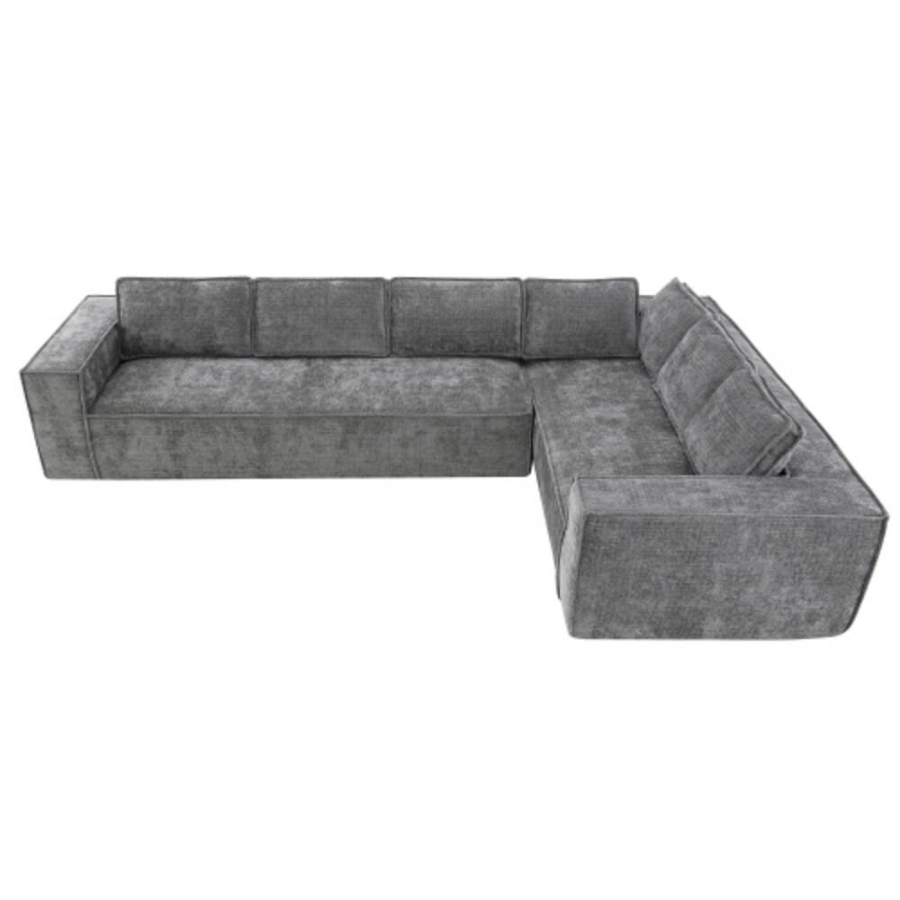 Alt View 4. LUCKY ONE - 129.5" Minimalist Modular 6-Seat Cloud Sofa Set No Assembly Wrinkle-Resistant Chenille - Gray.