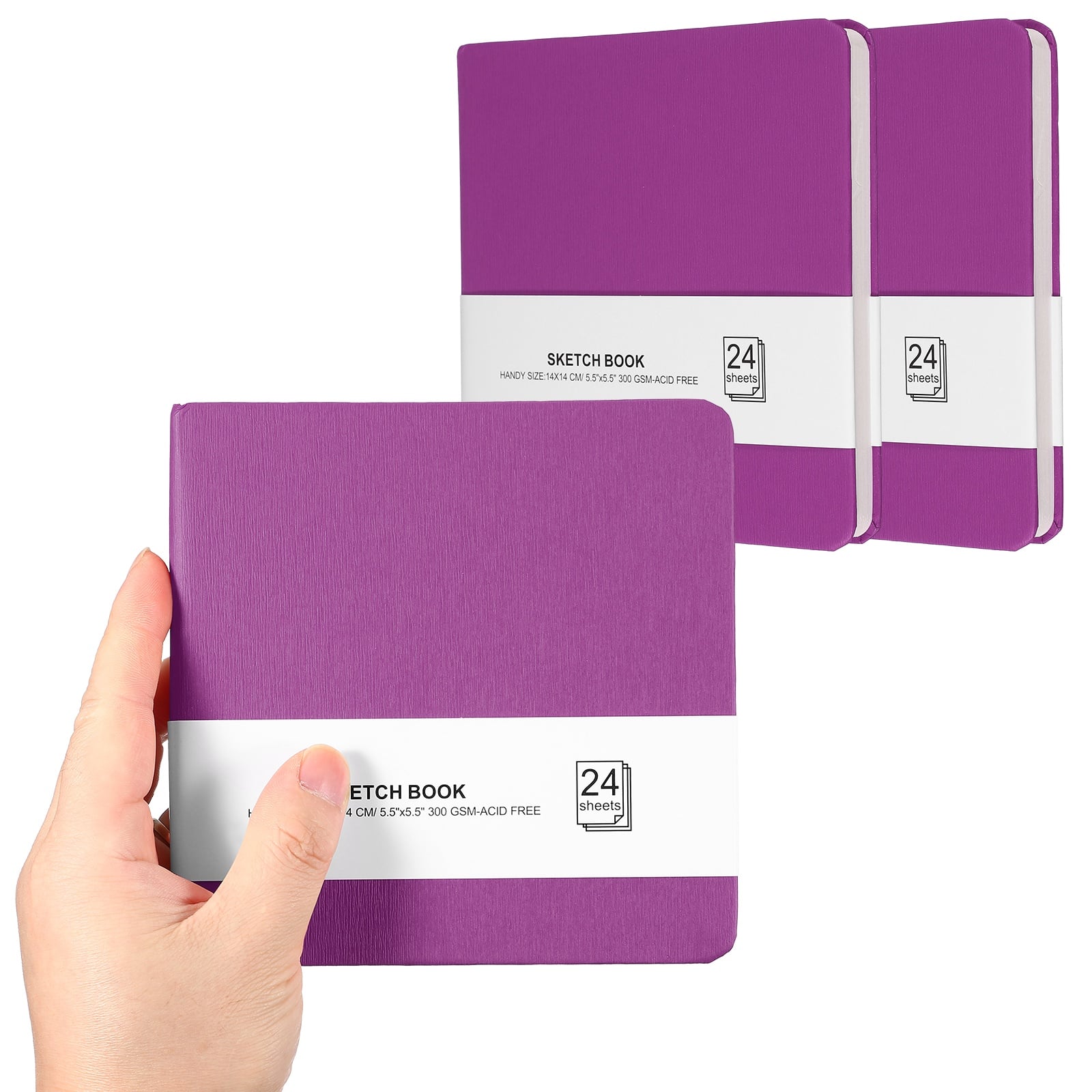 Unique Bargains - 3pcs 5.5x5.5 Inch Small Sketchbook, 24/48pg 300GSM Watercolor Paper Pad Square Tiny Pocket for Drawing Travel - Purple price history on PriceWatchPro