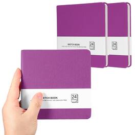 Unique Bargains - 3pcs 5.5x5.5 Inch Small Sketchbook, 24/48pg 300GSM Watercolor Paper Pad Square Tiny Pocket for Drawing Travel - Purple