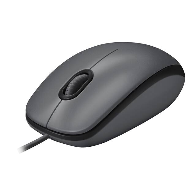 Logitech - M100 Wired Optical Ambidextrous PC Mouse with 1000 DPI Optical Tracking - Wired - Gray