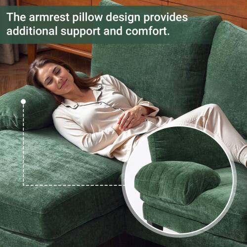 The armrest pillow design provides additional support and comfort.