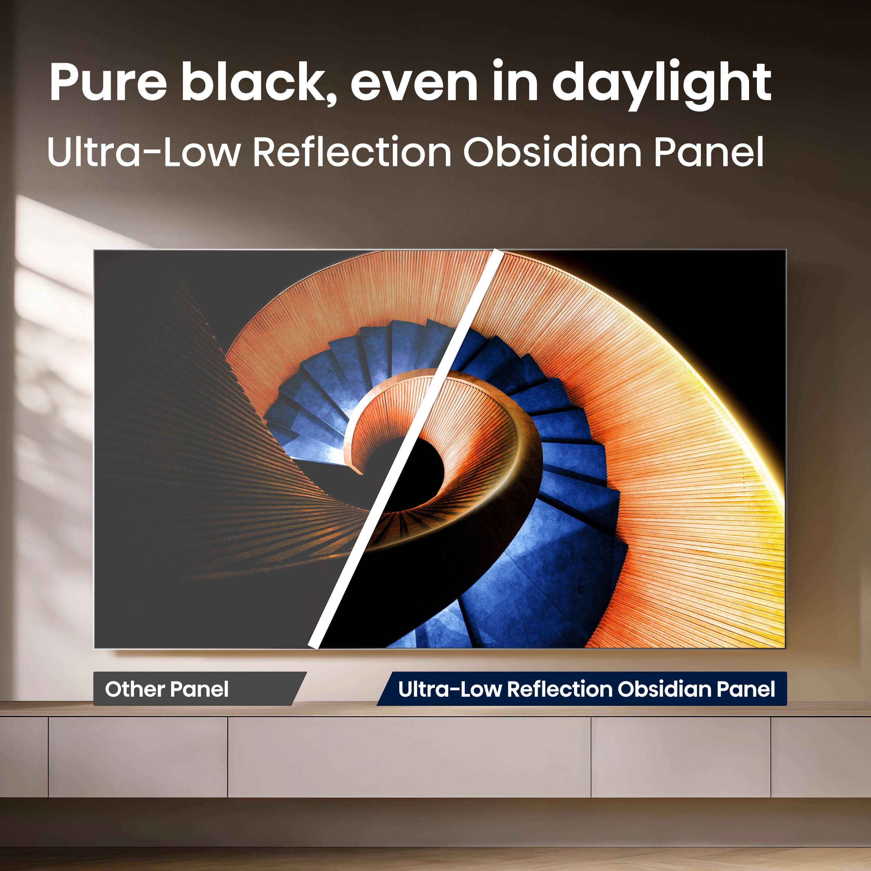 Pure black, even in daylight  
Ultra-Low Reflection Obsidian Panel  

Other Panel  
Ultra-Low Reflection Obsidian Panel