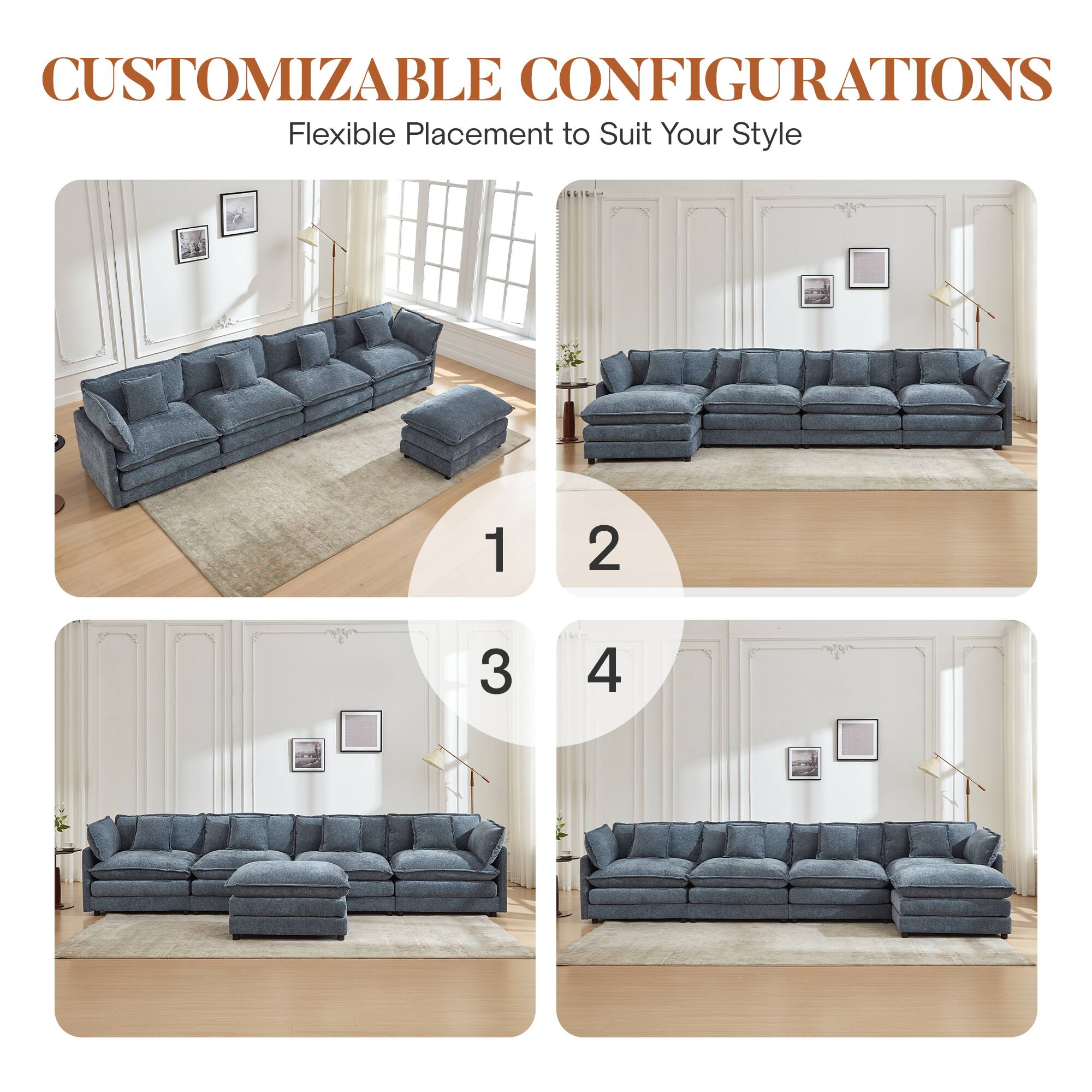 CUSTOMIZABLE CONFIGURATIONS  
Flexible Placement to Suit Your Style  

1  
2  
3  
4