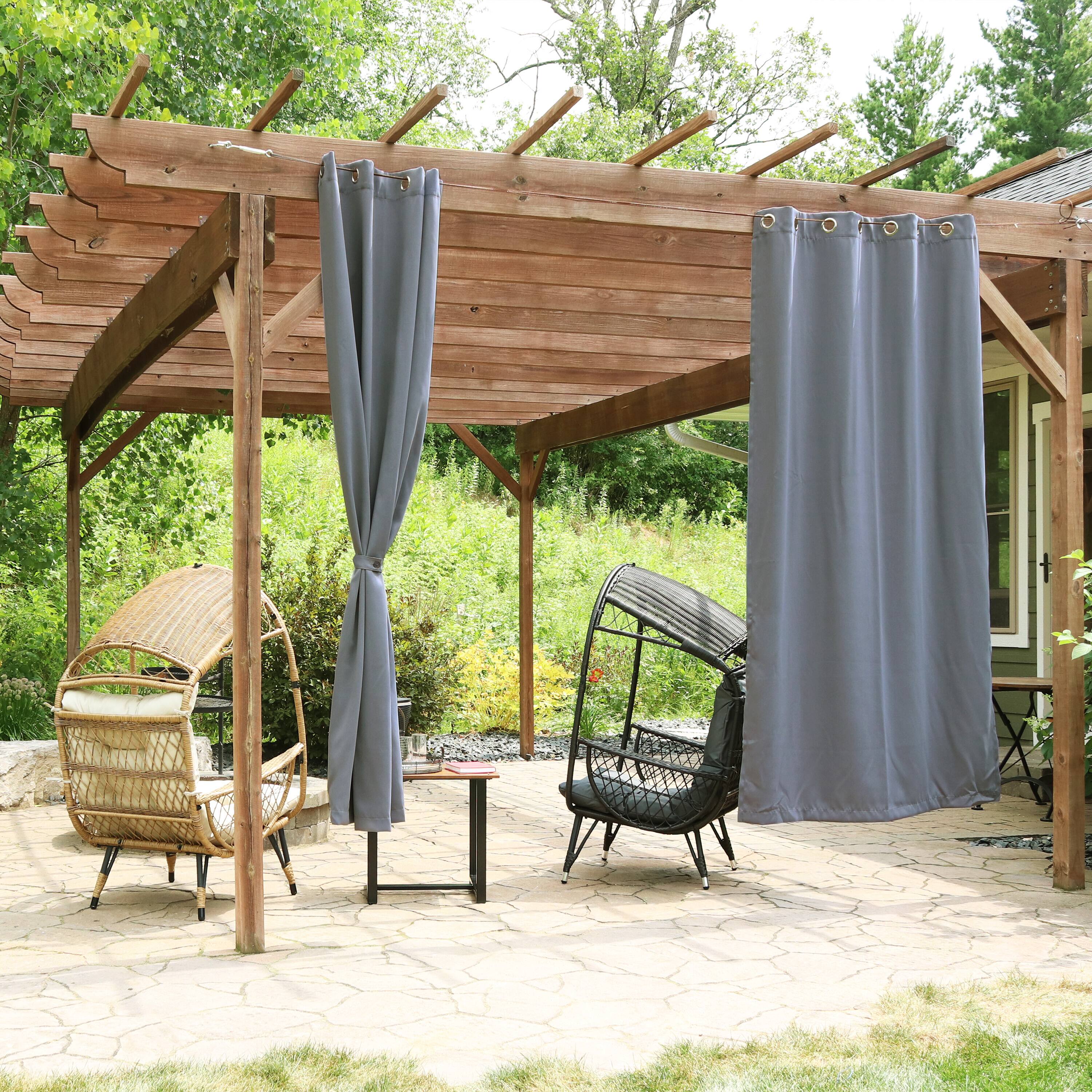 Alt View 5. Sunnydaze - Outdoor Blackout Curtain Panel - 52 in x 96 in - Set of 2 - Gray.