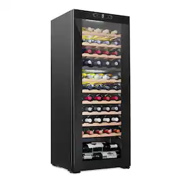 Schmecke - 55 Bottle Freestanding Wine Refrigerator, Dual Zone Wine Fridge with Anti-UV Glass - Black