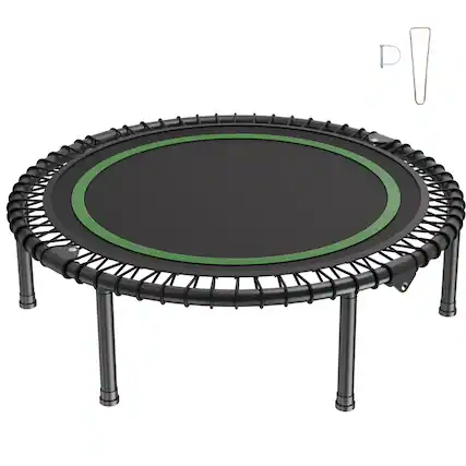 Front. VEVOR - Foldable Mini Trampoline,40 Inch Fitness Rebounder,Max Load 330lbs Exercise Trampoline,Stable & Quiet Workout Trampoline - Black.