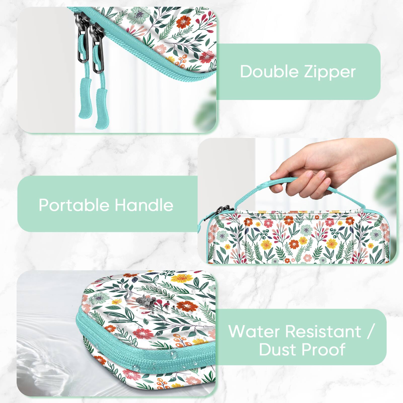 Double Zipper  
Portable Handle  
Water Resistant / Dust Proof