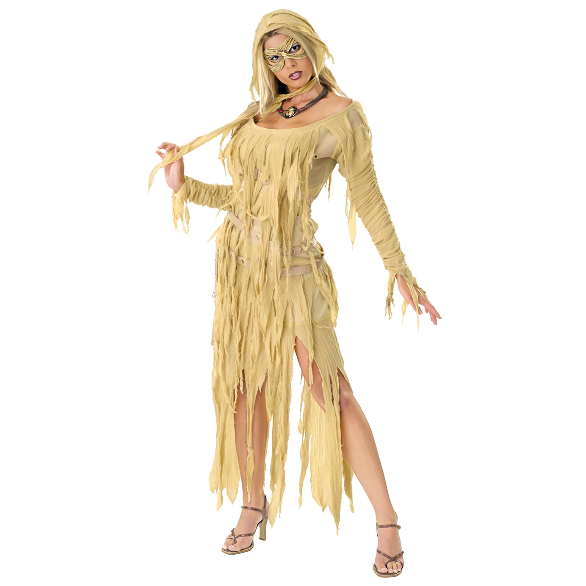 Front. Rubies - Mummy Queen Standard Adult Costume One Size - White.