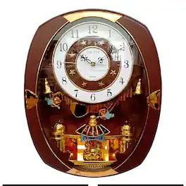 FC Design - 18"H Brown & Gold Classic Rotating Pendulum Wall Clock - Multicolor
