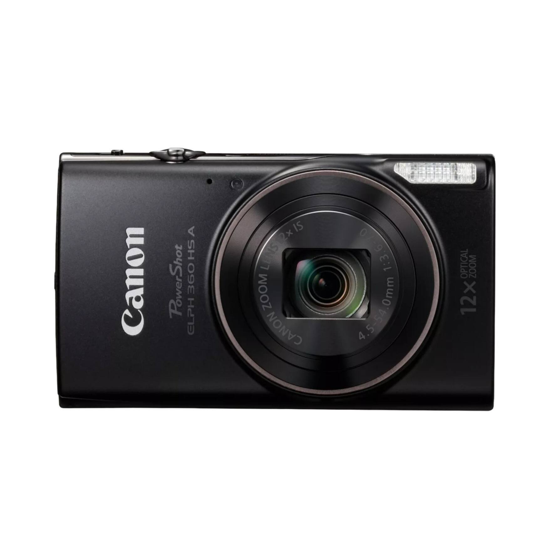 Canon PowerShot A HS 360 ELPH  
LENS 2x IS LENS ZOOM CANON  
1:3.6-7.0 1:3 5.4-54mm 4.5-54  
OPTICAL ZOOM 12x
