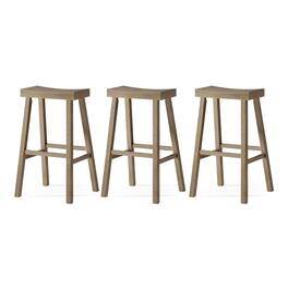 Maven Lane - Vincent Wooden Rustic Kitchen Bar Stool, Set of 3 - Antiqued Grey