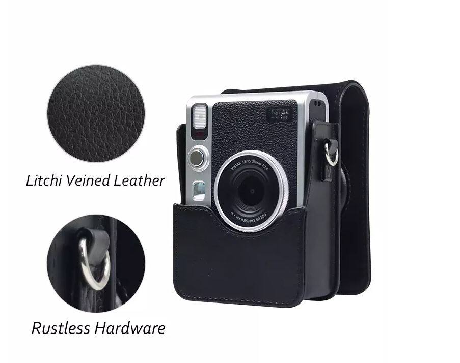 Litchi Veined Leather  
Lens 28mm  
Instax F20  
Range 0.1  
Focus  
Rustless Hardware