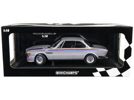 Minichamps - 1973 BMW 3.0 CSL Stripes Limited Edition to 540 pieces Worldwide 1/18 - Silver Metallic with Red and Blue