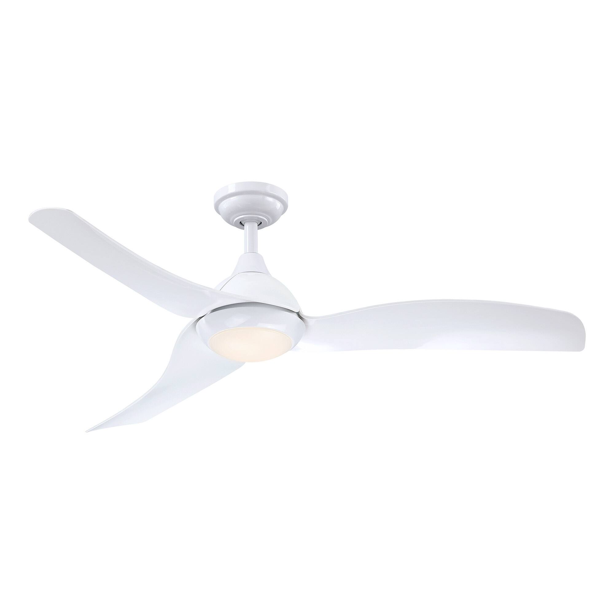 Back. Parrot Uncle - 52 in. Modern Propeller Integrated LED White Ceiling Fan with Light and Remote - White.