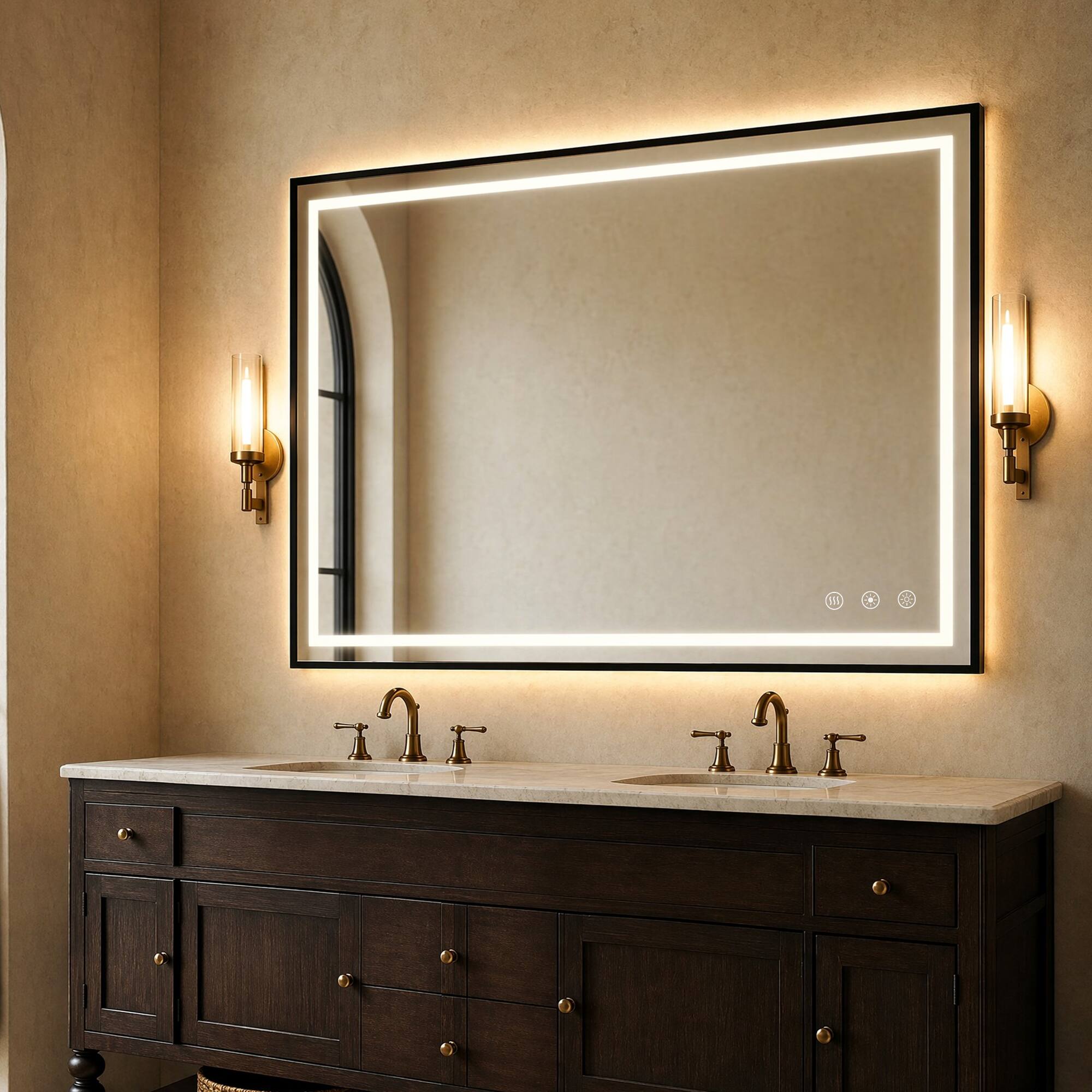Alt View 3. ModernMate - LED Bathroom Mirror Framed Vanity Mirror with Framed Design 3 Color Temperature with Memory Function - Black-15.75 x 11.81 inch.