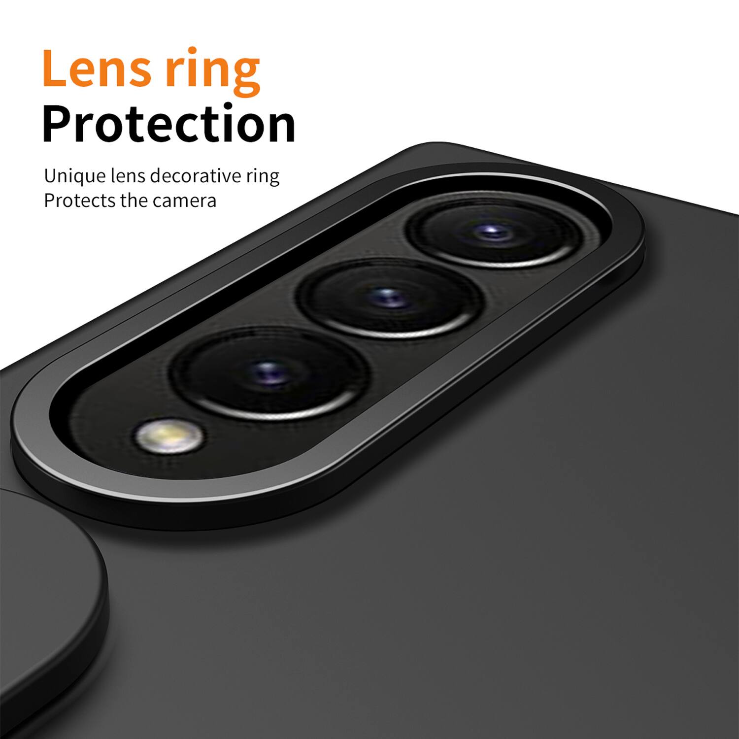 Lens ring Protection  
Unique lens decorative ring  
Protects the camera