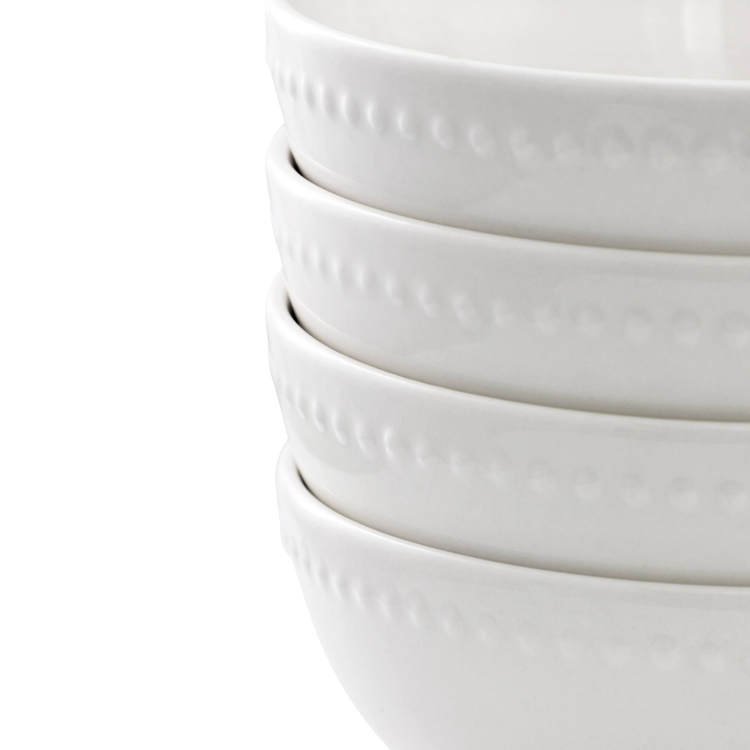 Back. Elama - Elama Olevia 6 Piece Stoneware Cereal Bowl Set in White, Service for 4 - White.