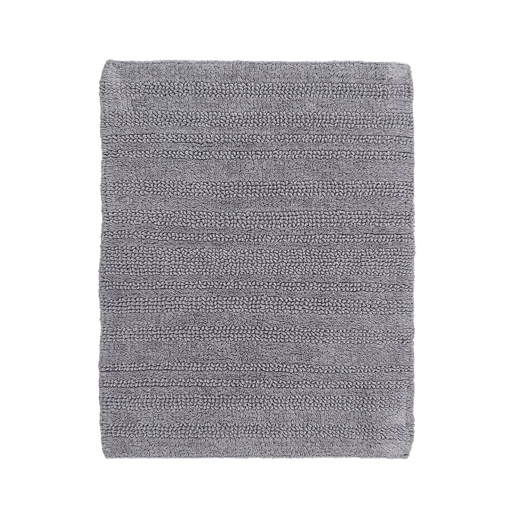 Angle. Knightsbridge - Knightsbridge Silver Plush Cotton Reversible Bath Rug - Soft and Absorbent - Silver.
