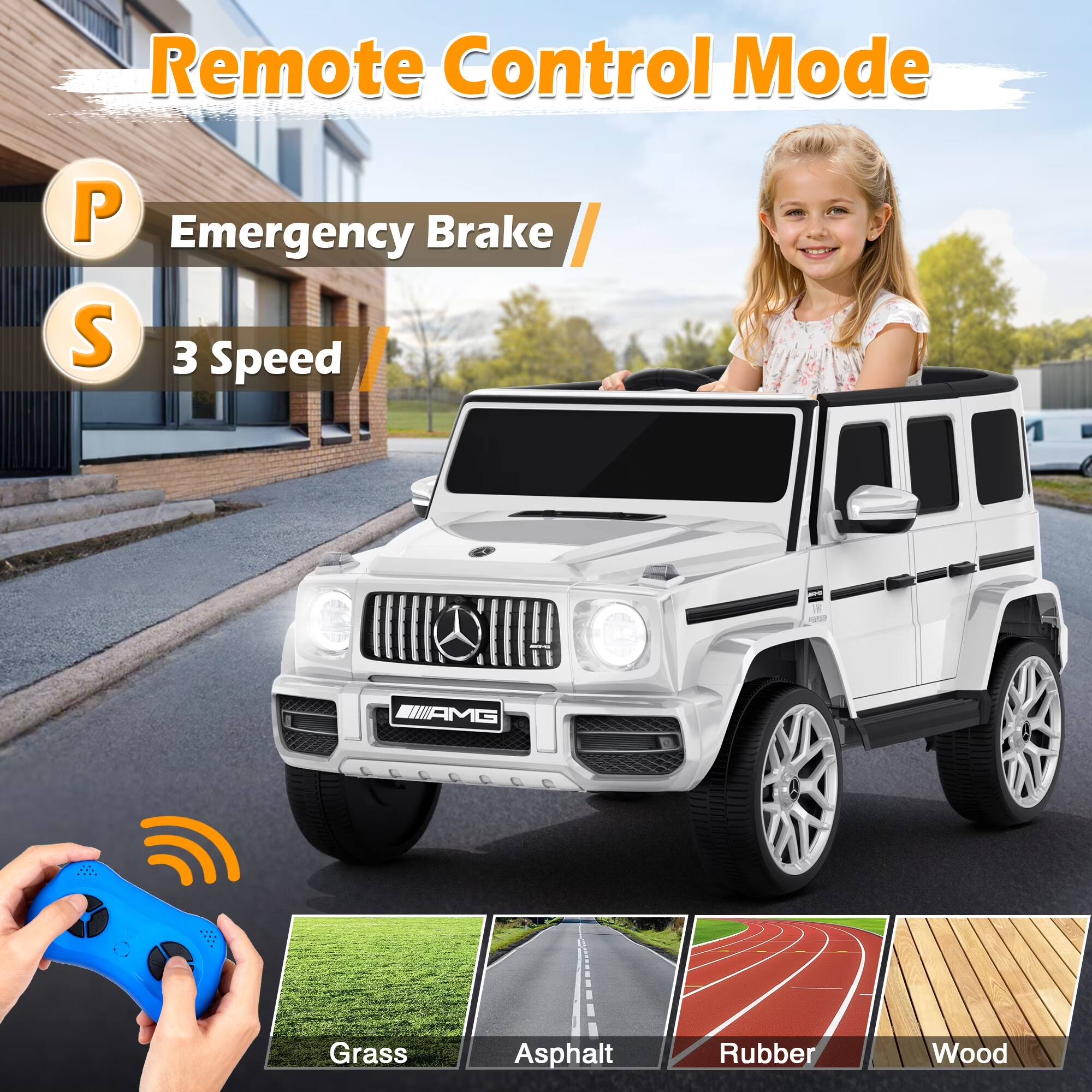 Remote Control Mode

P Emergency Brake  
S 3 Speed

SPECIAL  
AMG

Grass  
Asphalt  
Rubber  
Wood