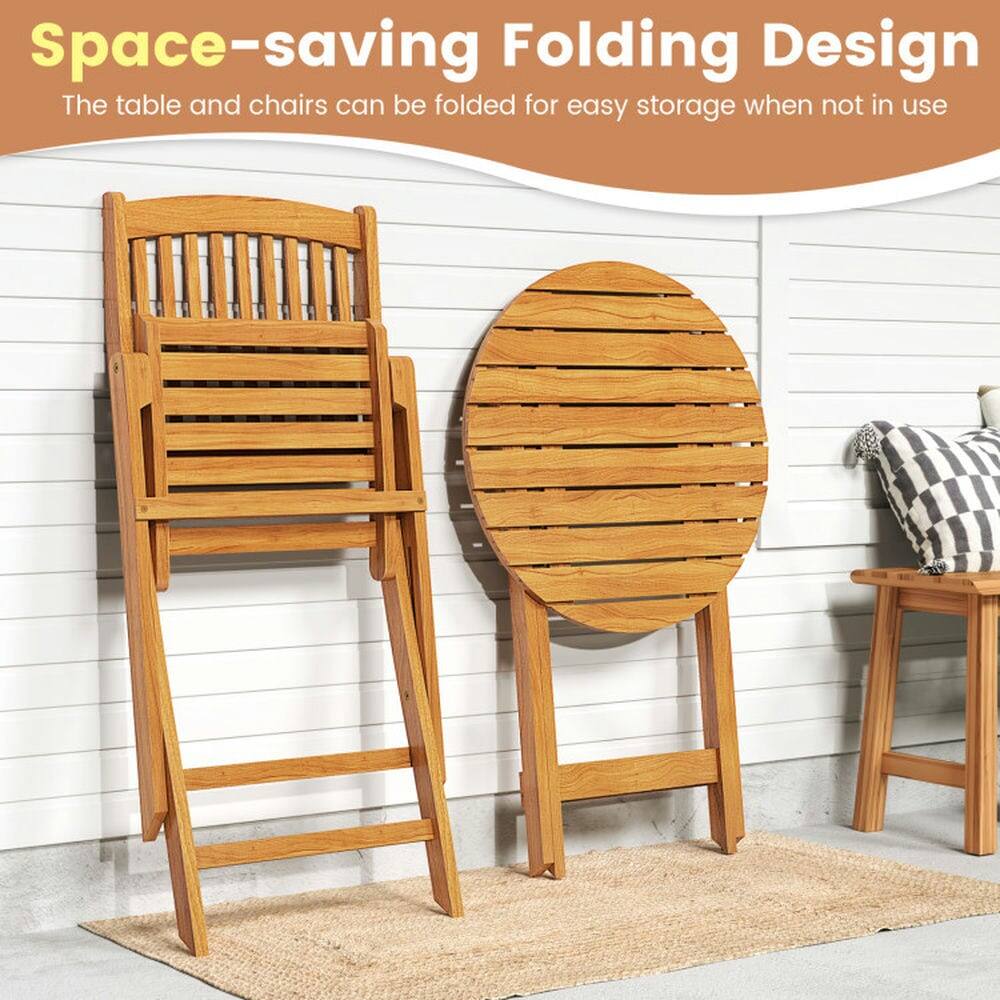 Space-saving Folding Design  
The table and chairs can be folded for easy storage when not in use