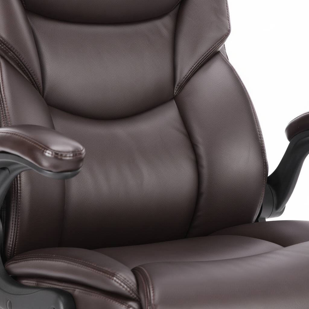 Alt View 4. AOITUN - Computer Gaming Chair, Ergonomic High Back Office Chairs with Wheels, Flip-up Arms, Adjustable Height, PU Leather, Brown - Brown.