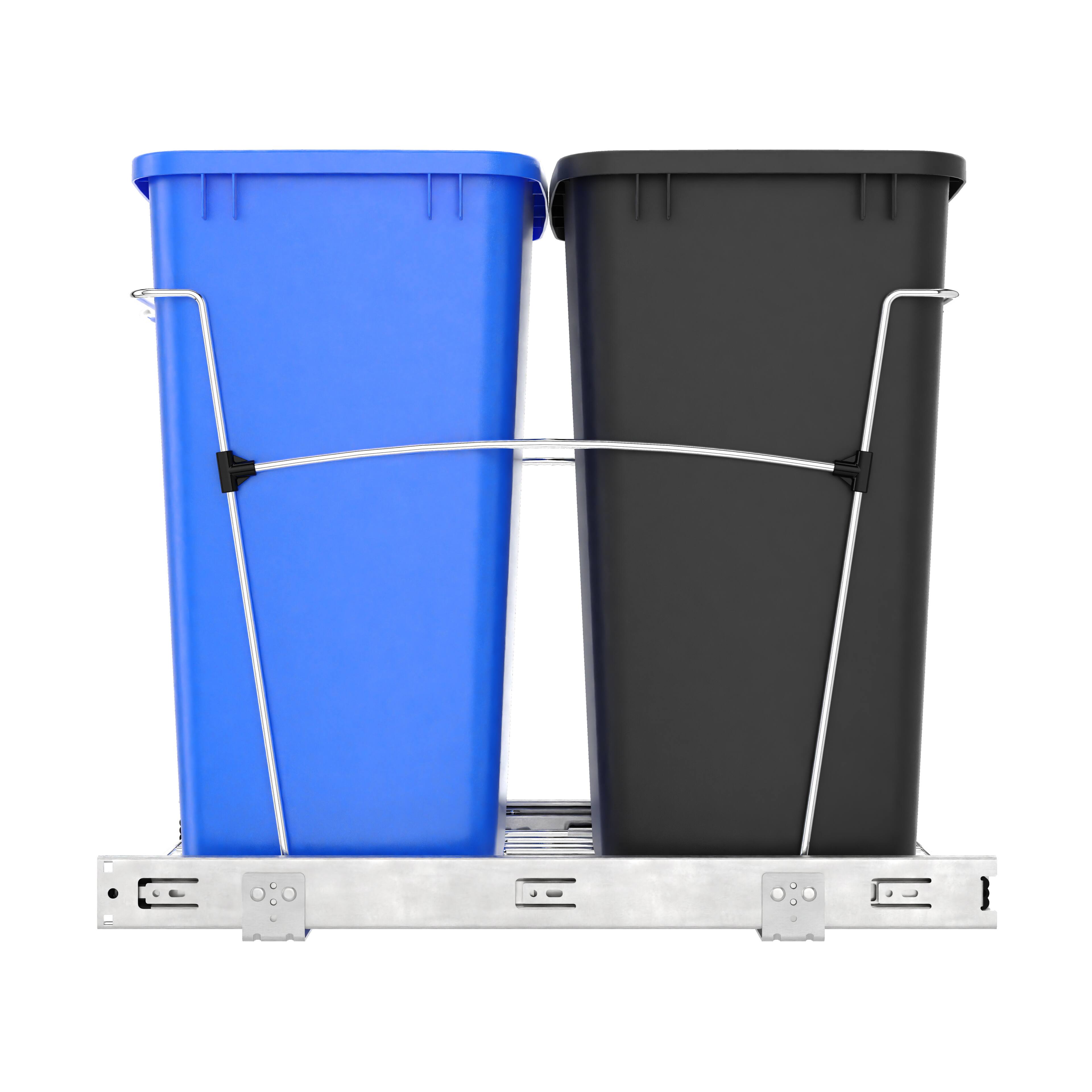 Alt View 8. Rev-A-Shelf - Rev-A-Shelf Double Pullout Trash Can 35 qt. for Kitchen, RV-18KD-2218C-S - Blue/Black.