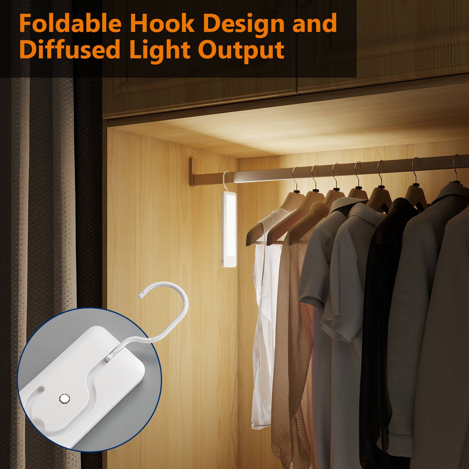 Foldable Hook Design and Diffused Light Output