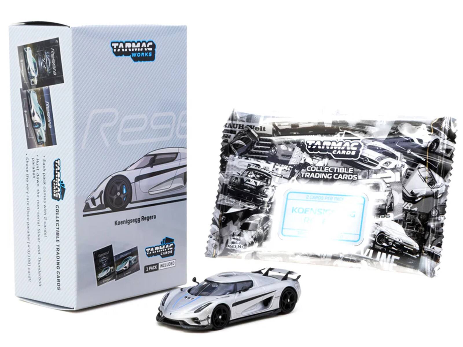 Tarmac Works Collectible Trading Cards

Koenigsegg Regera

1 Pack Included

Cards per Pack: 16

Ages: 14+

Chase the very rare Disco parallel (1/100) and Thunderbolt parallel (1/50)