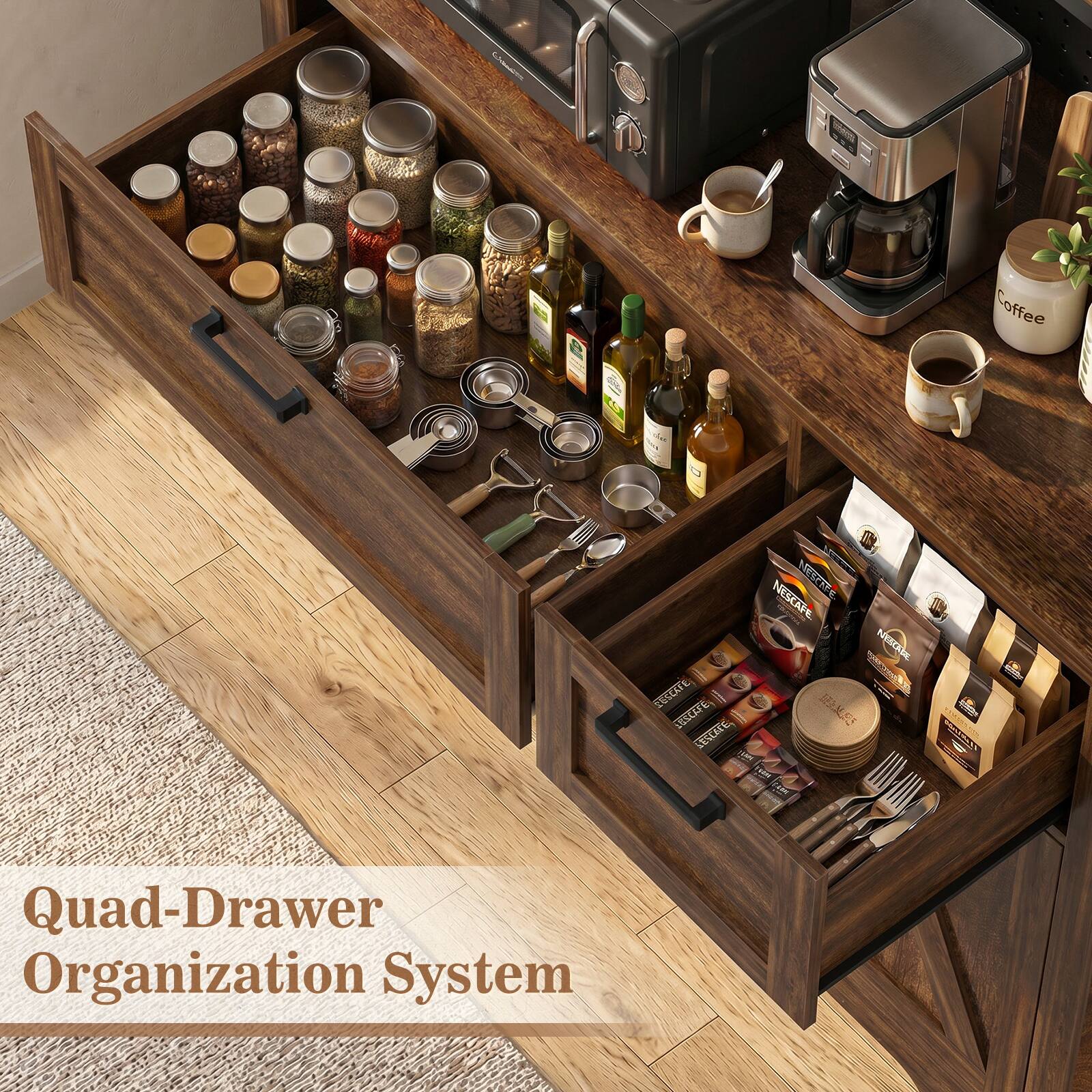 Coffee I UN NESCAPE NTERFE 110g NEAB EESCATE i BEALSS VESCATE LESCAE i  r MA A Quad-Drawer Organization System