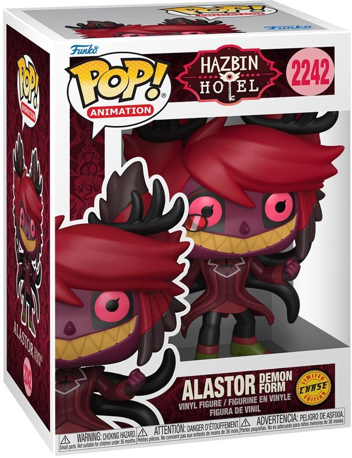COP OL Trly Funko HAZBIN 2242 1 POP! O EL MDUATICN ANIMATION ALLASTORS DEMON LIMITED ALASTOR FIGURINE FORM EN VINYLE CHASE FOITION VINYL FIGURE / FIGURA DE VINIL PELIGRO DE ASFIXIA. D'TOUFFEMENT. ADVERTENCIA: nios menores de 36 meses. DANGER No es adecuado para ATTENTION: moins de 36 mois. Partes pequerias. HAZARD. aLx enfants de WARNING: CHOKING Petites pices. Ne convient pas for children under 36 months, Small parts. Not suitable
