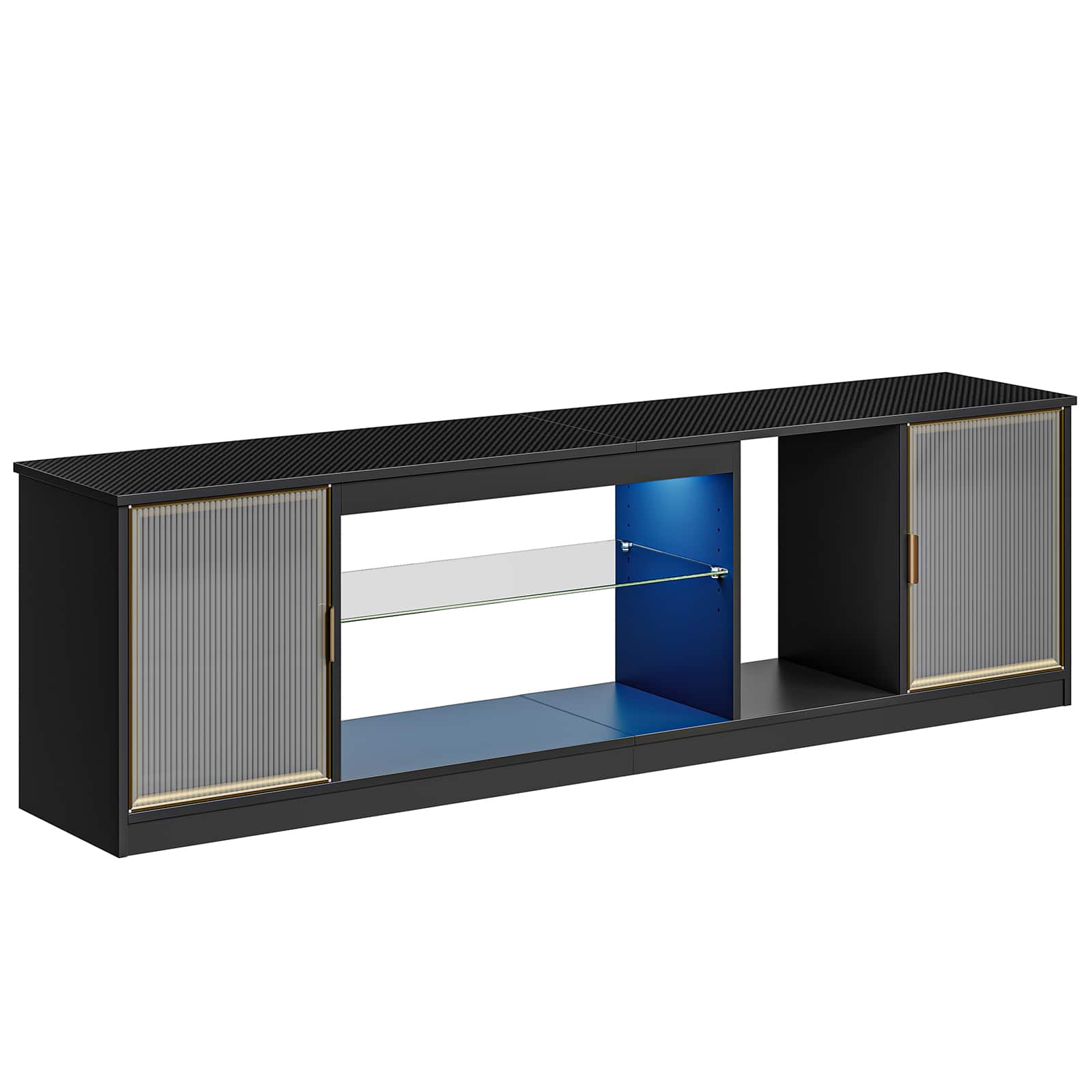 Alt View 4. Bestier - TV Cabinet with Storage and LED Light Strips for TVs Up to 75" - Black.
