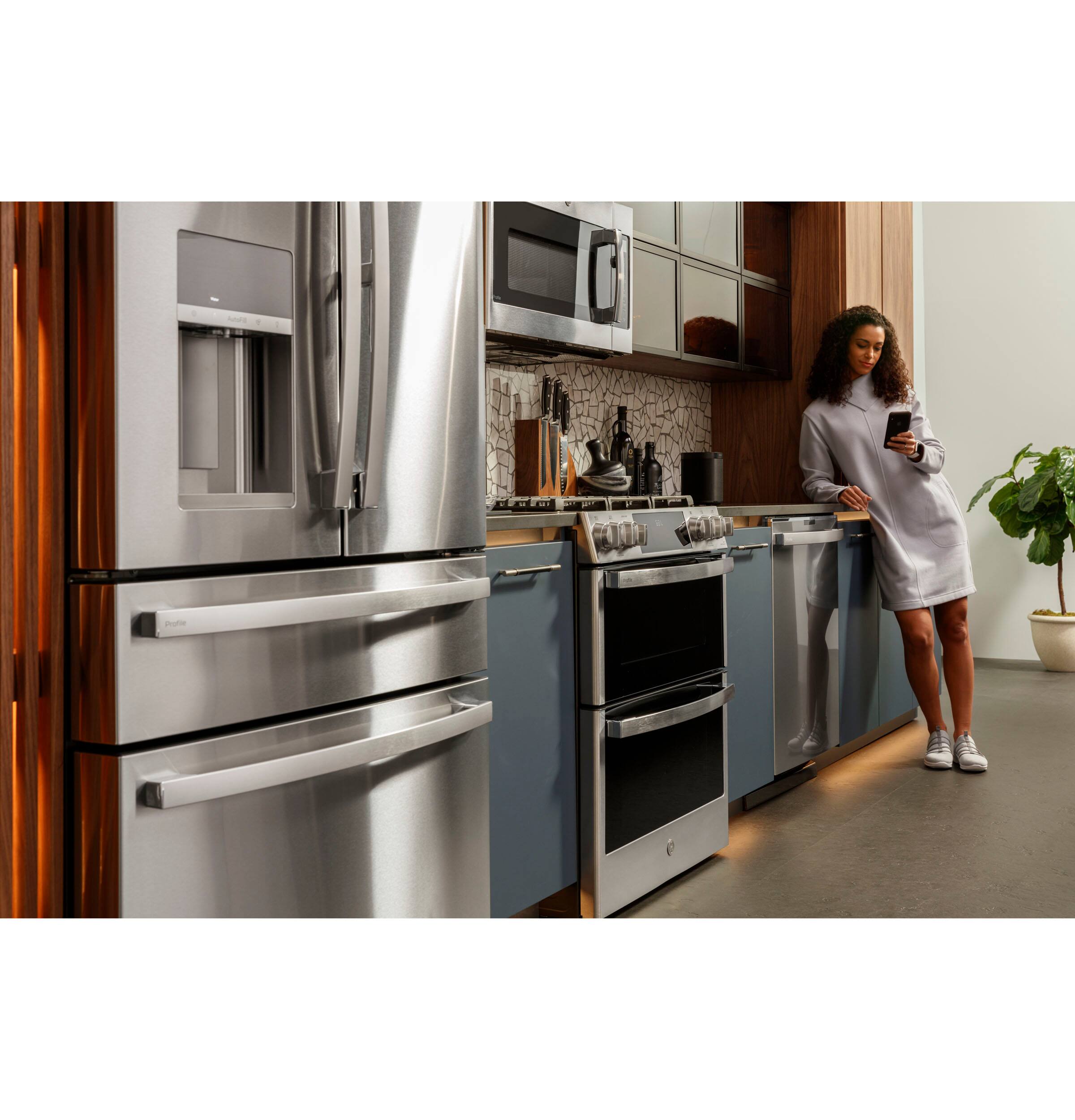 Alt View 37. GE Profile - 22.3 Cu. Ft. 4-Door French Door Counter-Depth Smart Refrigerator with Door-in-Door Storage - Stainless Steel.