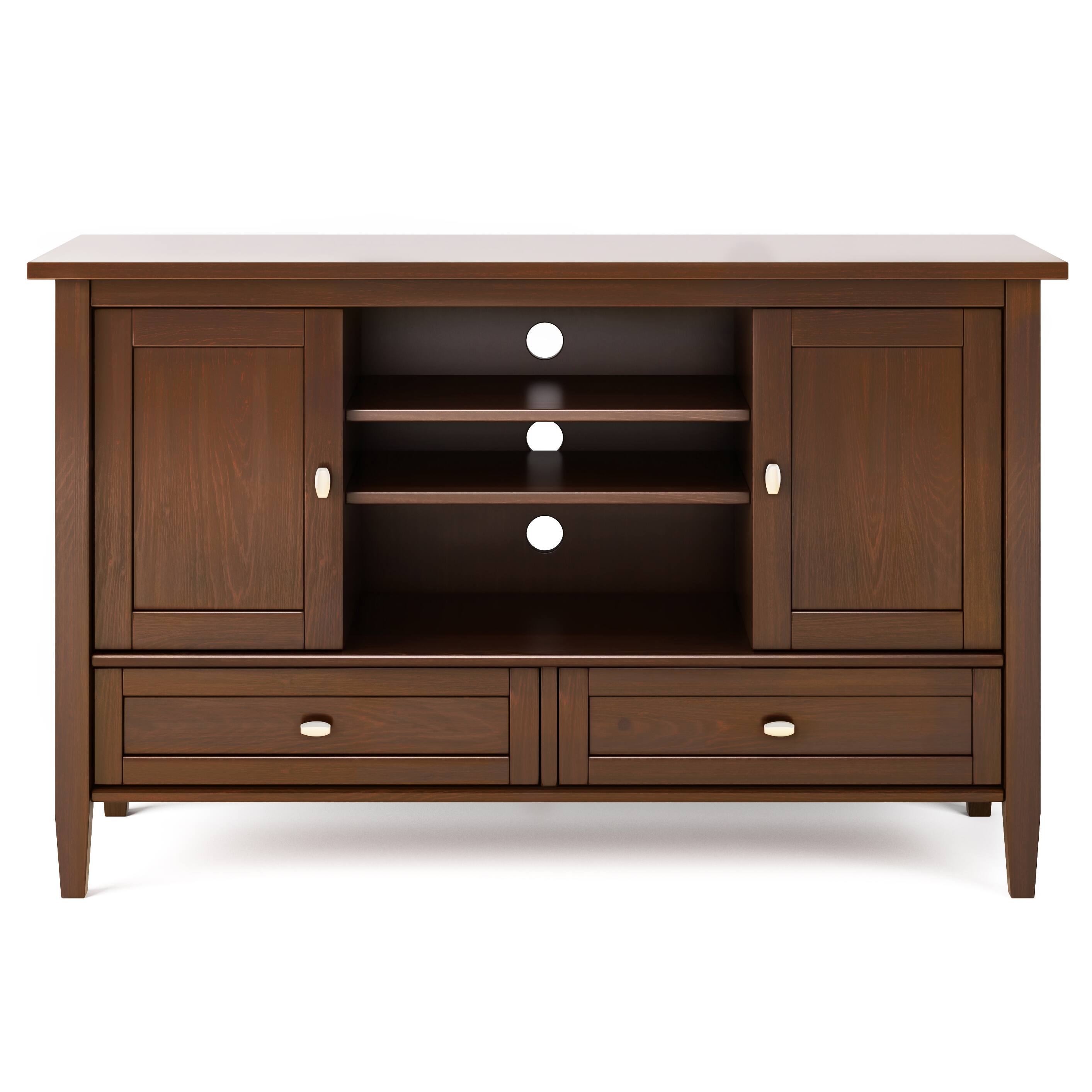 Alt View 3. Simpli Home - Warm Shaker SOLID WOOD TV Media Stand in Russet Brown For TVs up to 50 inches - Russet Brown.