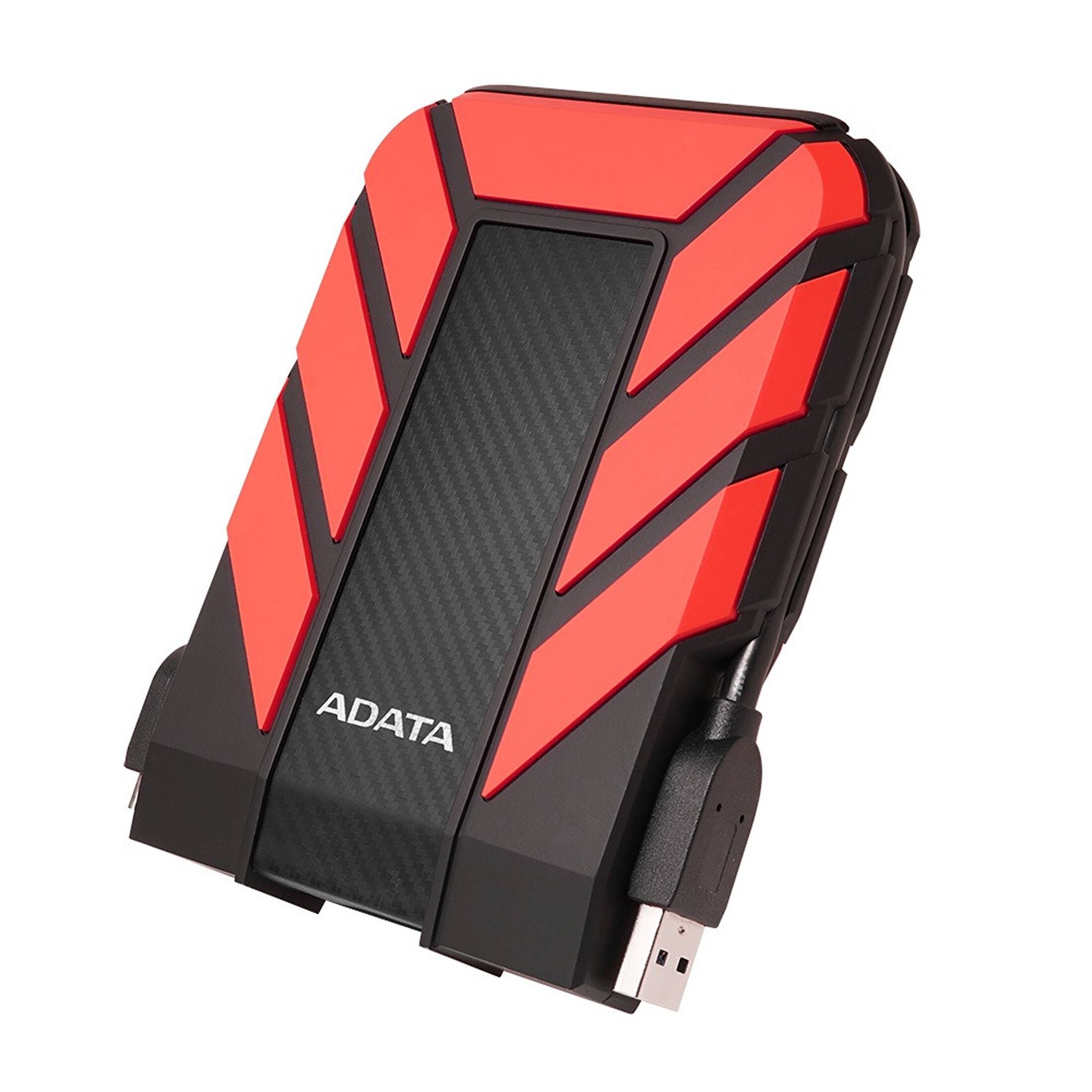 Angle. ADATA - HD710 Pro 1TB External Hard Drive, USB 3.2 Gen1, IP68 Waterproof, Red - RED.