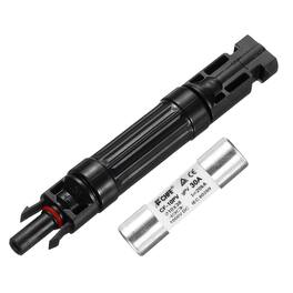 Unique Bargains - 30A Solar Fuse Holder 1000V Waterproof PV In-Line with Fuse for Solar Panel System - Black